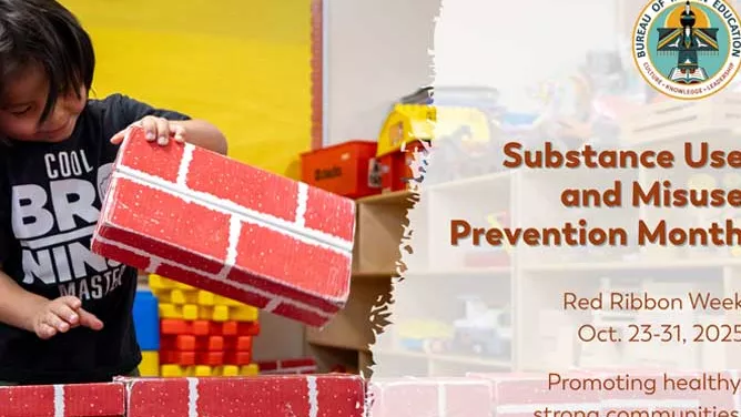 Red Ribbon advertisement about Substance Use and Misuse Prevention Month